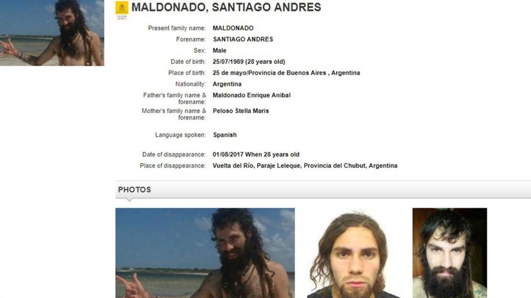 Santiago maldonado, interpol