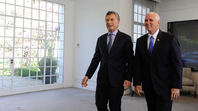 Macri y Pence hablaron en Olivos de reforzar el vinculo