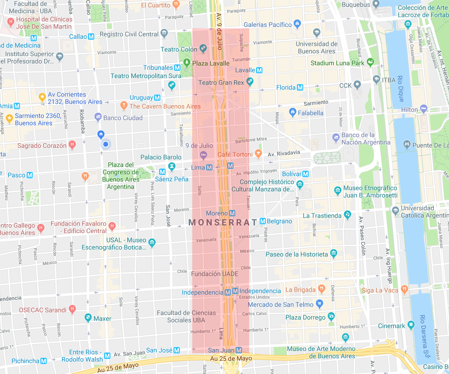 mapa, marcha 21f, zonas afecatadas por la marcha 21f