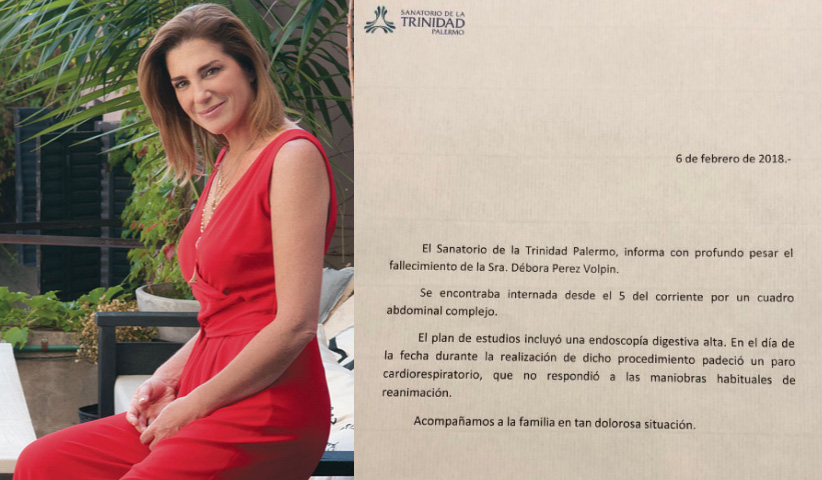 El comunicado oficial sobre la muerte de Débora Pérez Volpin