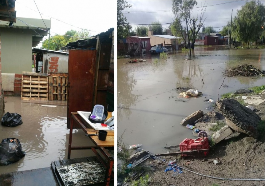 Barrios anegados por el temporal en Quilmes
