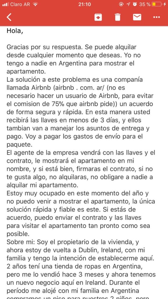 estafa, airbnb, alquileres truchos, airbnb argentina