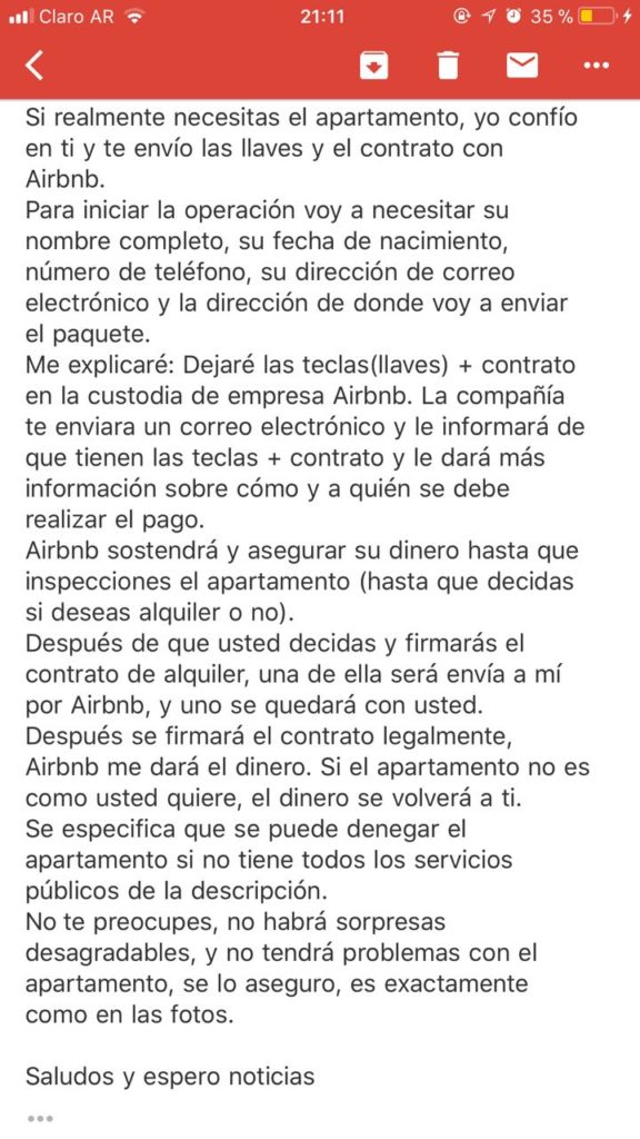 estafa, airbnb, alquileres truchos, airbnb argentina