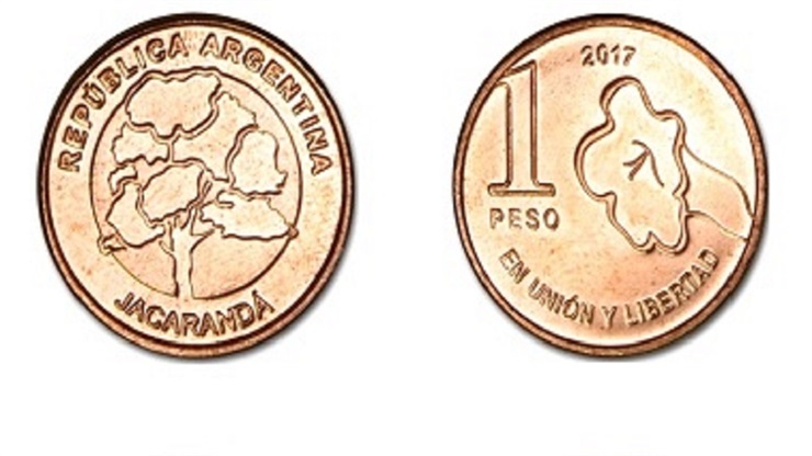 Moneda de 1 peso,1 peso, argentina, jacaranda