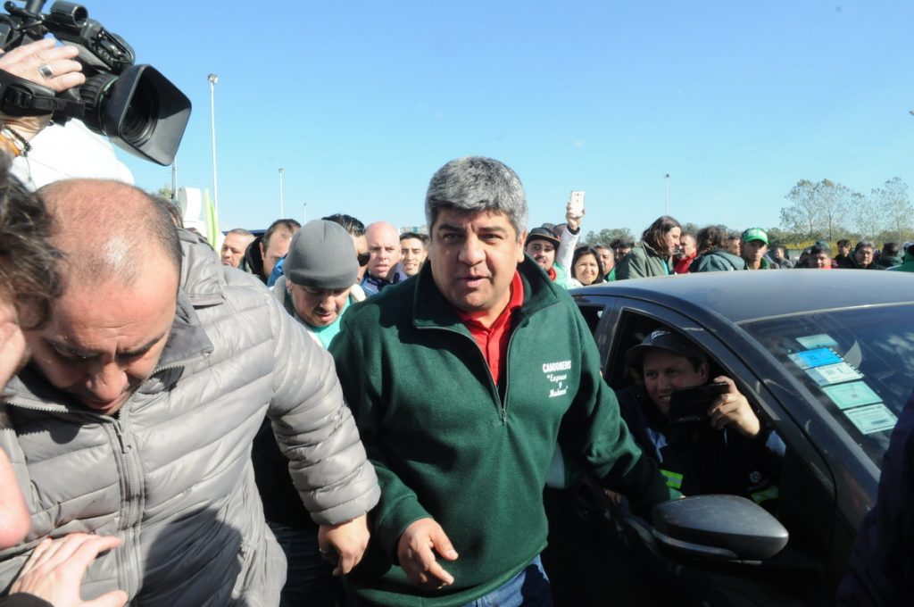 Pablo Moyano en el acto de Camioneros