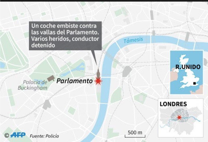 Atentado en Londres: un auto estalla contra el Parlamento y deja tres heridos
