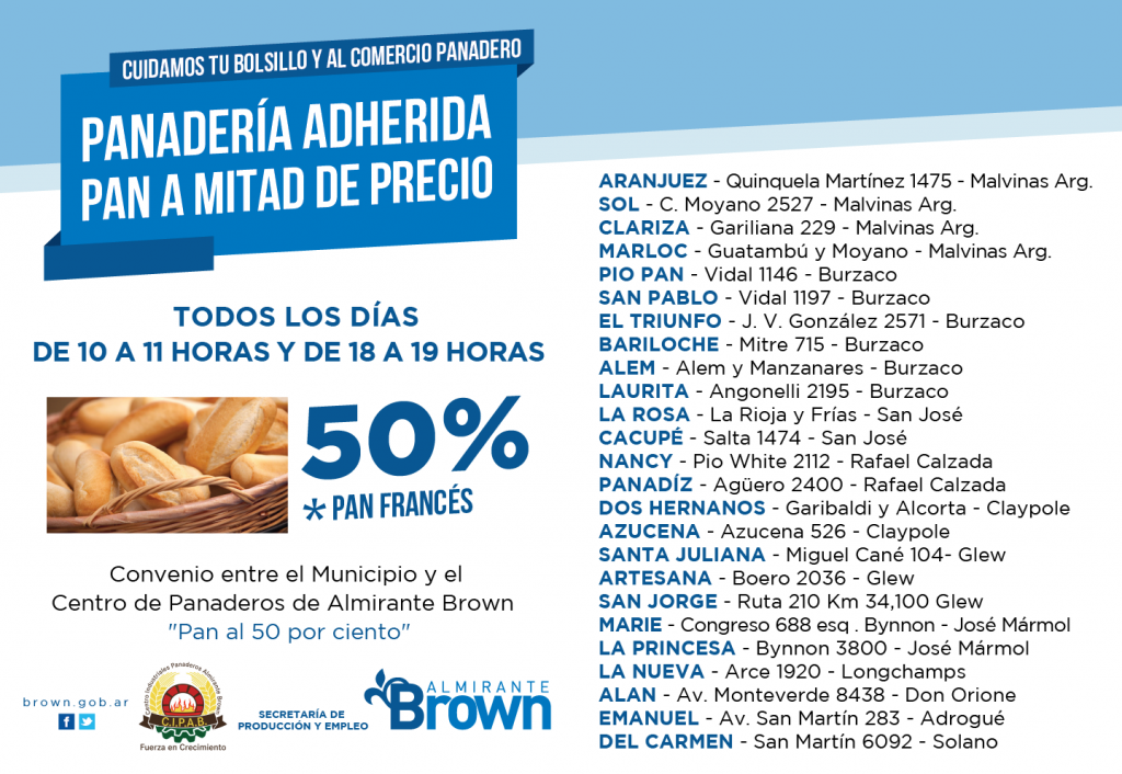 Municipio de Almirante Brown, Pan a la mitad de precio