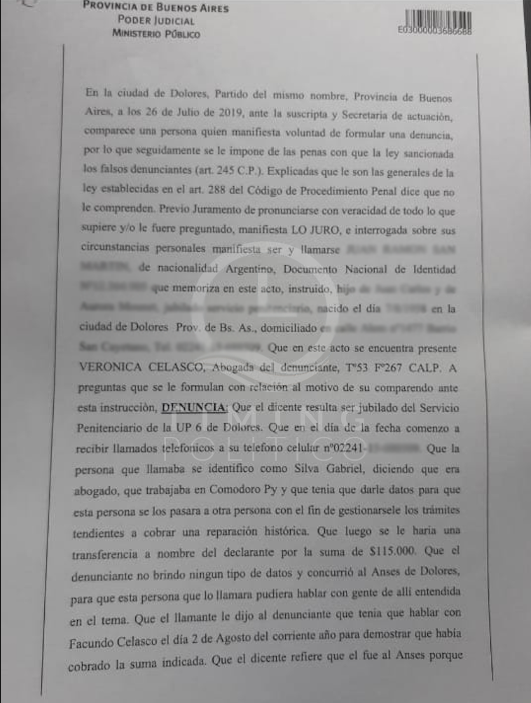 denuncia, estafa, jubilados, anses, dolores, estafa telefonica, reparacion historica