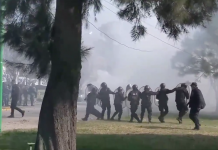 Tiros, corridas y gases durante un reclamo de la UOCRA uocra, tiros, la plata, ensenada