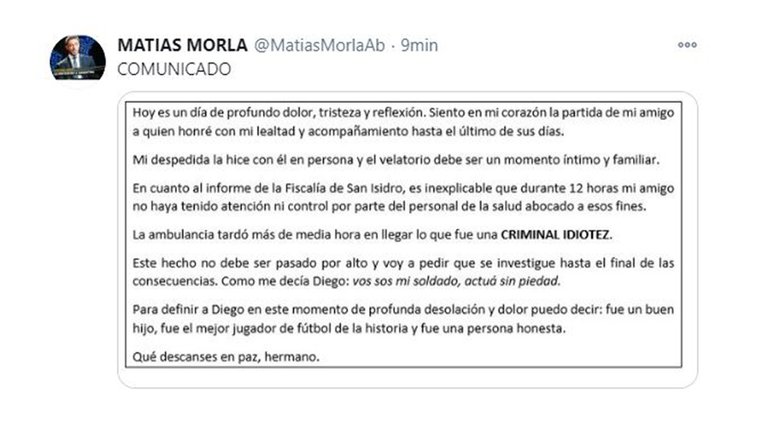 matias morla, comunicado