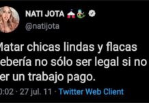 Continúa la ola de carpetazos en Twitter, repudio en las redes a Nati Jota